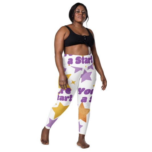 PHAT 10 Stars LEGGiNGS WiTH  pockets WHiTE