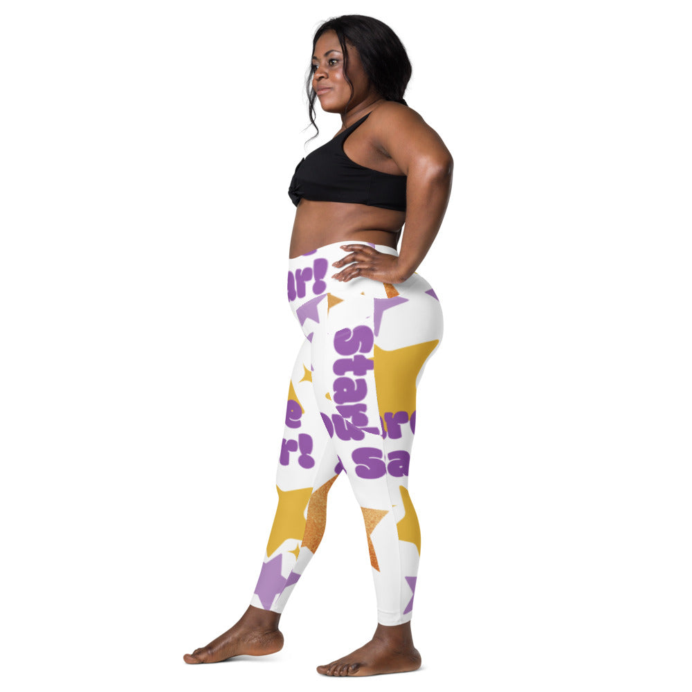 PHAT 10 Stars LEGGiNGS WiTH  pockets WHiTE