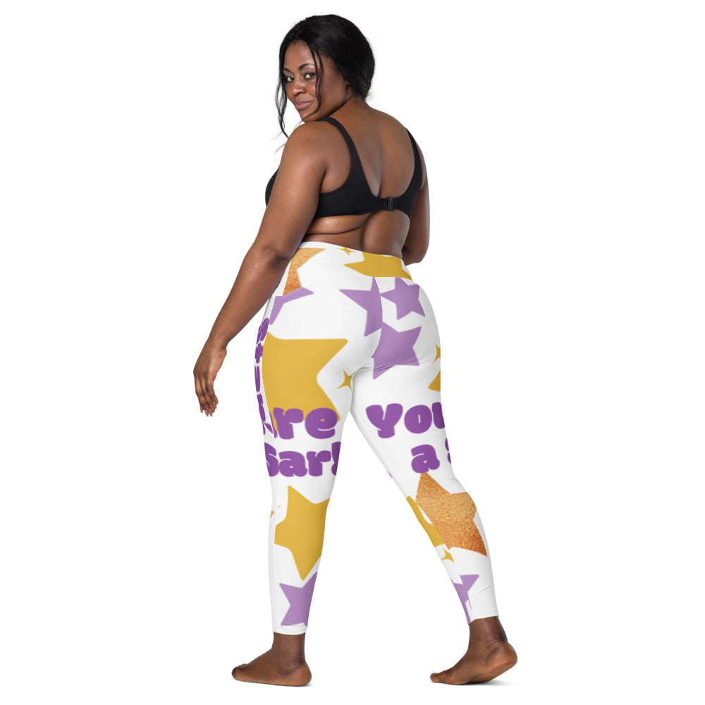 PHAT 10 Stars LEGGiNGS WiTH  pockets WHiTE