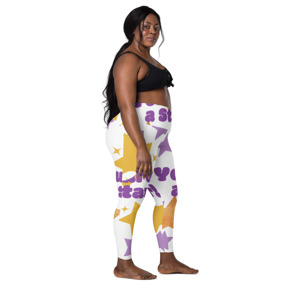 PHAT 10 Stars LEGGiNGS WiTH  pockets WHiTE