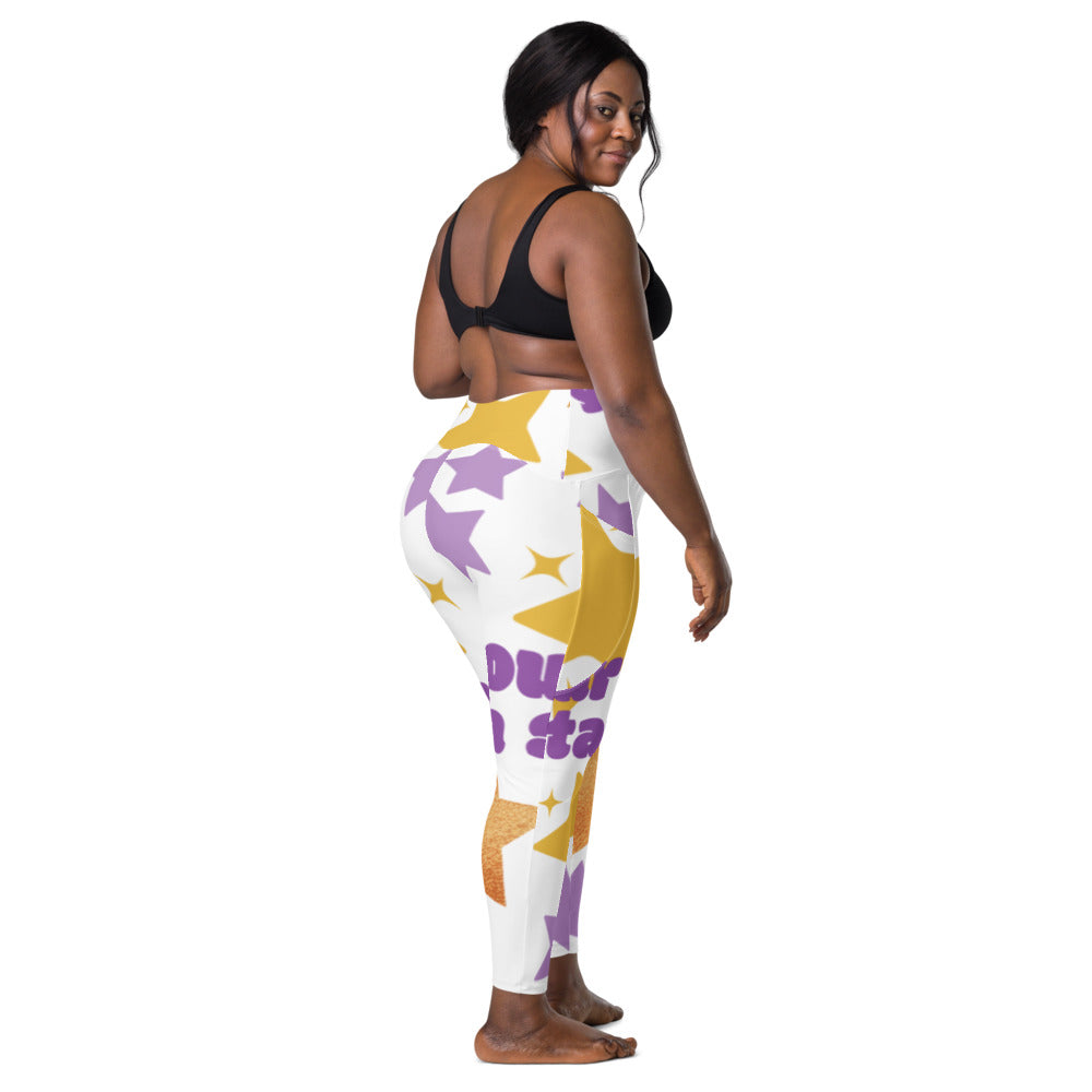 PHAT 10 Stars LEGGiNGS WiTH  pockets WHiTE